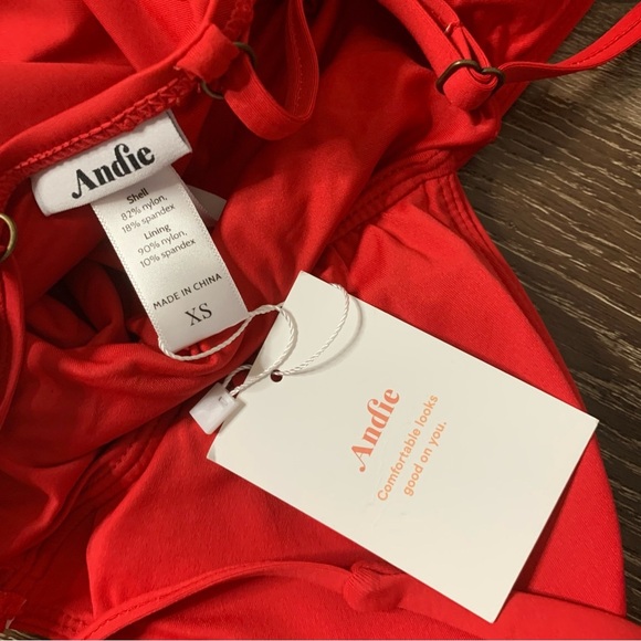 Andie red Womens Sardinia v neck one piece swimsuit XS NWT - Picture 7 of 9